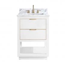 Avanity ALLIE-VS25-WTG-C - Avanity Allie 25 in. Vanity Combo in White with Gold Trim and Carrara White Marble Top