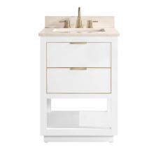 Avanity ALLIE-VS25-WTG-D - Avanity Allie 25 in. Vanity Combo in White with Gold Trim and Crema Marfil Marble Top