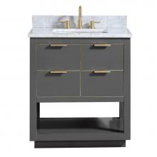 Avanity ALLIE-VS31-TGG-C - Avanity Allie 31 in. Vanity Combo in Twilight Gray with Gold Trim and Carrara White Marble Top