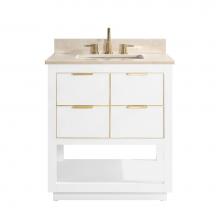 Avanity ALLIE-VS31-WTG-D - Avanity Allie 31 in. Vanity Combo in White with Gold Trim and Crema Marfil Marble Top