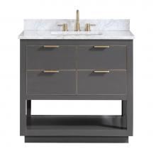 Avanity ALLIE-VS37-TGG-C - Avanity Allie 37 in. Vanity Combo in Twilight Gray with Gold Trim and Carrara White Marble Top