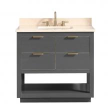 Avanity ALLIE-VS37-TGG-D - Avanity Allie 37 in. Vanity Combo in Twilight Gray with Gold Trim and Crema Marfil Marble Top