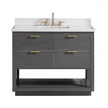 Avanity ALLIE-VS37-TGG-WQ - Avanity Allie 37 in. Vanity Combo in Twilight Gray with Gold Trim and White Quartz Top