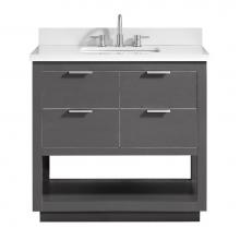 Avanity ALLIE-VS37-TGS-WQ - Avanity Allie 37 in. Vanity Combo in Twilight Gray with Silver Trim and White Quartz Top