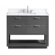 Avanity ALLIE-VS43-TGS-WQ - Avanity Allie 43 in. Vanity Combo in Twilight Gray with Silver Trim and White Quartz Top