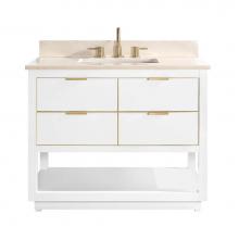 Avanity ALLIE-VS43-WTG-D - Avanity Allie 43 in. Vanity Combo in White with Gold Trim and Crema Marfil Marble Top