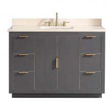 Avanity AUSTEN-VS49-TGG-D - Avanity Austen 49 in. Vanity Combo in Twilight Gray with Gold Trim and Crema Marfil Marble Top