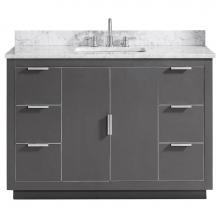 Avanity AUSTEN-VS49-TGS-C - Avanity Austen 49 in. Vanity Combo in Twilight Gray with Silver Trim and Carrara White Marble Top