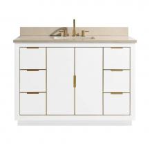 Avanity AUSTEN-VS49-WTG-D - Avanity Austen 49 in. Vanity Combo in White with Gold Trim and Crema Marfil Marble Top