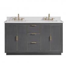 Avanity AUSTEN-VS61-TGG-WQ - Avanity Austen 61 in. Vanity Combo in Twilight Gray with Gold Trim and White Quartz Top