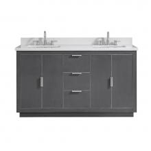 Avanity AUSTEN-VS61-TGS-WQ - Avanity Austen 61 in. Vanity Combo in Twilight Gray with Silver Trim and White Quartz Top