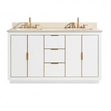 Avanity AUSTEN-VS61-WTG-D - Avanity Austen 61 in. Vanity Combo in White with Gold Trim and Crema Marfil Marble Top