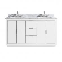 Avanity AUSTEN-VS61-WTS-C - Avanity Austen 61 in. Vanity Combo in White with Silver Trim and Carrara White Top