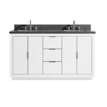 Avanity AUSTEN-VS61-WTS-GQ - Avanity Austen 61 in. Vanity Combo in White with Silver Trim and Gray Quartz Top