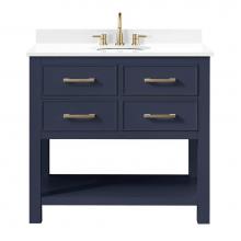 Avanity BROOKS-VS36-NB-EW - Avanity Brooks 37 in. Vanity in Navy Blue finish with Engineered White Stone Top