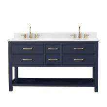 Avanity BROOKS-VS60-NB-EW - Avanity Brooks 61 in. Double Vanity in Navy Blue finish with Engineered White Stone Top