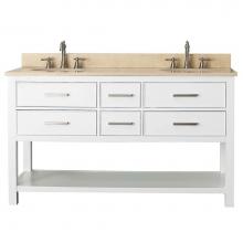 Avanity BROOKS-VS60-WT-B - Avanity Brooks 61 in. Double Vanity in White finish with Galala Beige Marble Top