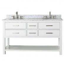 Avanity BROOKS-VS60-WT-C - Avanity Brooks 61 in. Double Vanity in White finish with Carrara White Marble Top