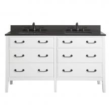 Avanity DELANO-VS60-WT-A - Avanity Delano 61 in. Double Vanity in White finish with Black Granite Top