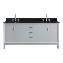 Avanity EMMA-VS73-DG-A - Avanity Emma 73 in. Vanity Combo in Dove Gray with Black Granite Top