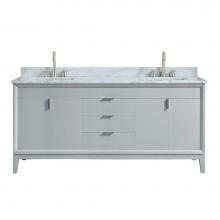 Avanity EMMA-VS73-DG-C - Avanity Emma 73 in. Vanity Combo in Dove Gray with Carrara White Marble Top