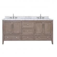 Avanity EVERETTE-VS73-WD-C - Avanity Everette 73 in. Double Vanity Combo in Gray Oak and Carrara White Marble Top