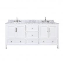 Avanity 20128-VS73-WT-C - Avanity Everette 73 in. Double Vanity Combo in White and Carrara White Marble Top