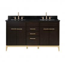 Avanity HEPBURN-VS61-DC-A - Avanity Hepburn 61 in. Vanity Combo in Dark Chocolate with Black Granite Top