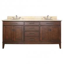 Avanity MADISON-VS72-TO-B - Avanity Madison 73 in. Double Vanity in Tobacco finish with Galala Beige Marble Top