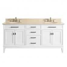 Avanity MADISON-VS72-WT-B - Avanity Madison 73 in. Double Vanity in White finish with Galala Beige Marble Top