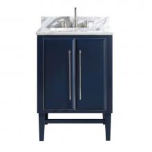 Avanity MASON-VS25-NBS-C - Avanity Mason 25 in. Vanity Combo in Navy Blue with Silver Trim and Carrara White Marble Top