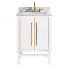 Avanity MASON-VS25-WTG-C - Avanity Mason 25 in. Vanity Combo in White with Gold Trim and Carrara White Marble Top