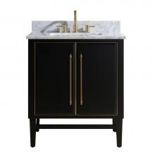 Avanity MASON-VS31-BKG-C - Avanity Mason 31 in. Vanity Combo in Black with Gold Trim and Carrara White Marble Top