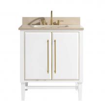 Avanity MASON-VS31-WTG-D - Avanity Mason 31 in. Vanity Combo in White with Gold Trim and Crema Marfil Marble Top