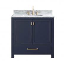 Avanity MODERO-VS36-NB-C - Avanity Modero 37 in. Vanity in Navy Blue with Carrara White Marble Top