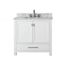 Avanity MODERO-VS36-WT-C - Avanity Modero 37 in. Vanity in White finish with Carrara White Marble Top