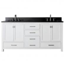 Avanity MODERO-VS72-WT-A - Avanity Modero 73 in. Double Vanity in White finish with Black Granite Top