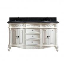 Avanity PROVENCE-VS61-AW - Avanity Provence 61 in. Double Vanity in Antique White finish with Impala Black Granite Top