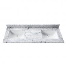 Avanity SUT61CW-RS - Avanity 61 in. Carrara White Marble Top with Dual Rectangular Sinks