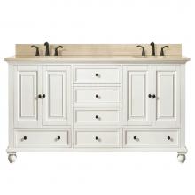 Avanity THOMPSON-VS60-FW-B - Avanity Thompson 61 in. Double Vanity in French White finish with Galala Beige Marble Top