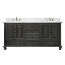 Avanity THOMPSON-VS72-CL-C - Avanity Thompson 73 in. Double Vanity in Charcoal Glaze finish with Carrara White Marble Top