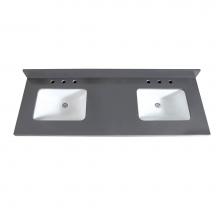 Avanity VUT61GQ-R - Avanity 61 in. Gray Quartz Vanity Top with Dual Rectangular Undermount Sinks