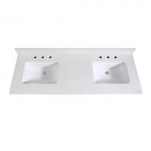 Avanity VUT61WQ-R - Avanity 61 in. White Quartz Vanity Top with Dual Rectangular Undermount Sinks