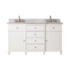 Avanity WINDSOR-VS60-WT-C - Avanity Windsor 61 in. Double Vanity in White finish with Carrara White Marble Top