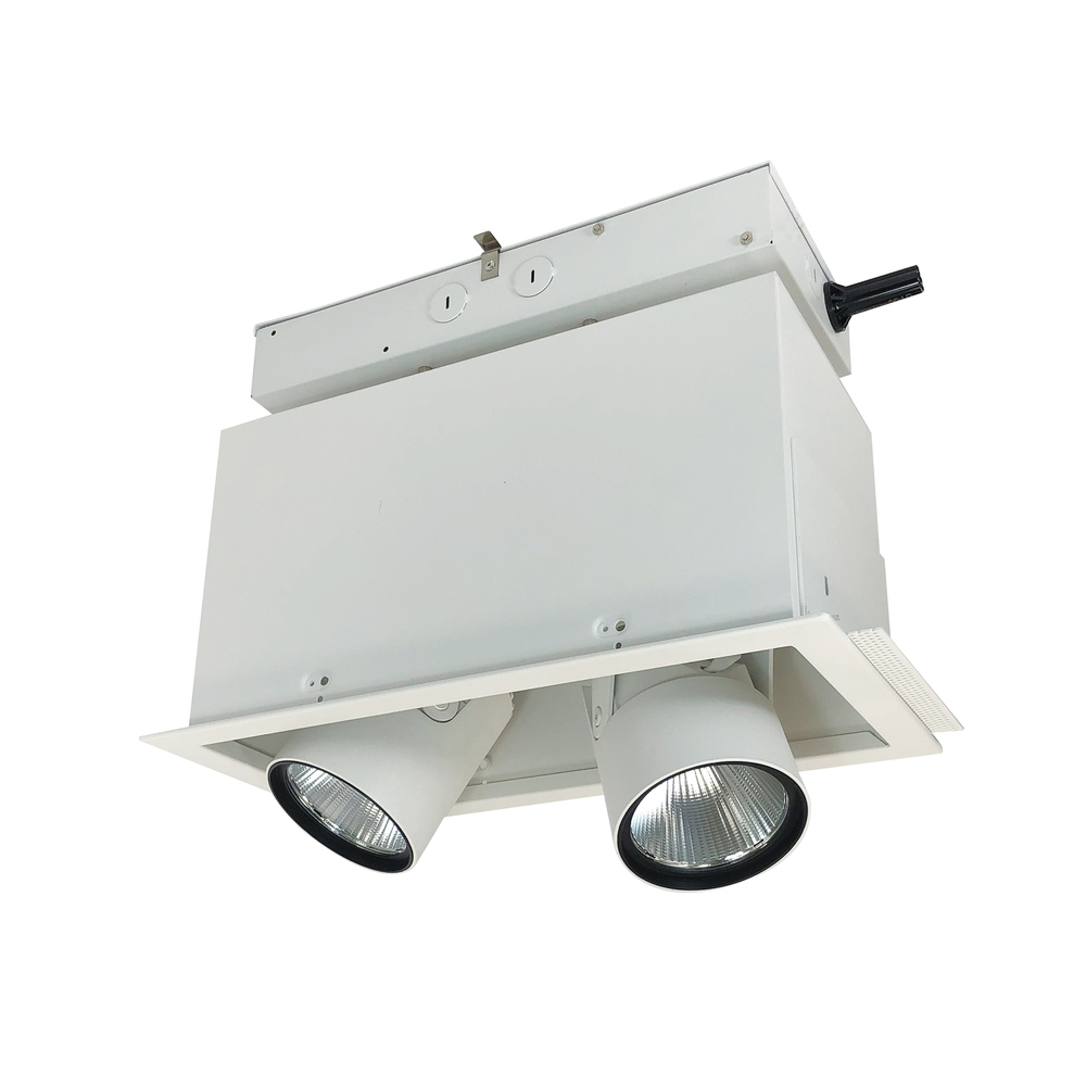 Pull-Down LED Trimless 2-Head MLS, 30W / 2100lm per Head, Spot, 3000K, White, 277V 0-10V Dimming