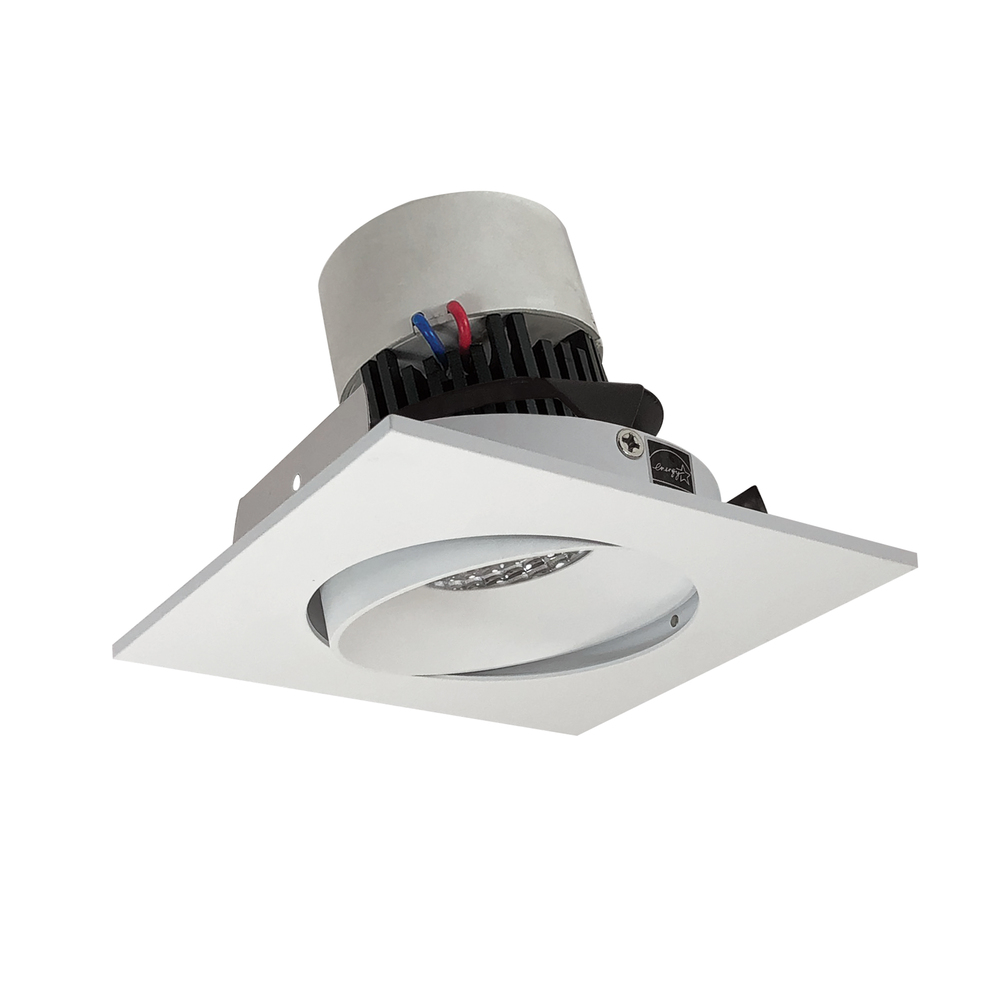 4&#34; Pearl LED Square Adjustable Cone Retrofit, 1000lm / 12W, 2700K, Matte Powder White Reflector