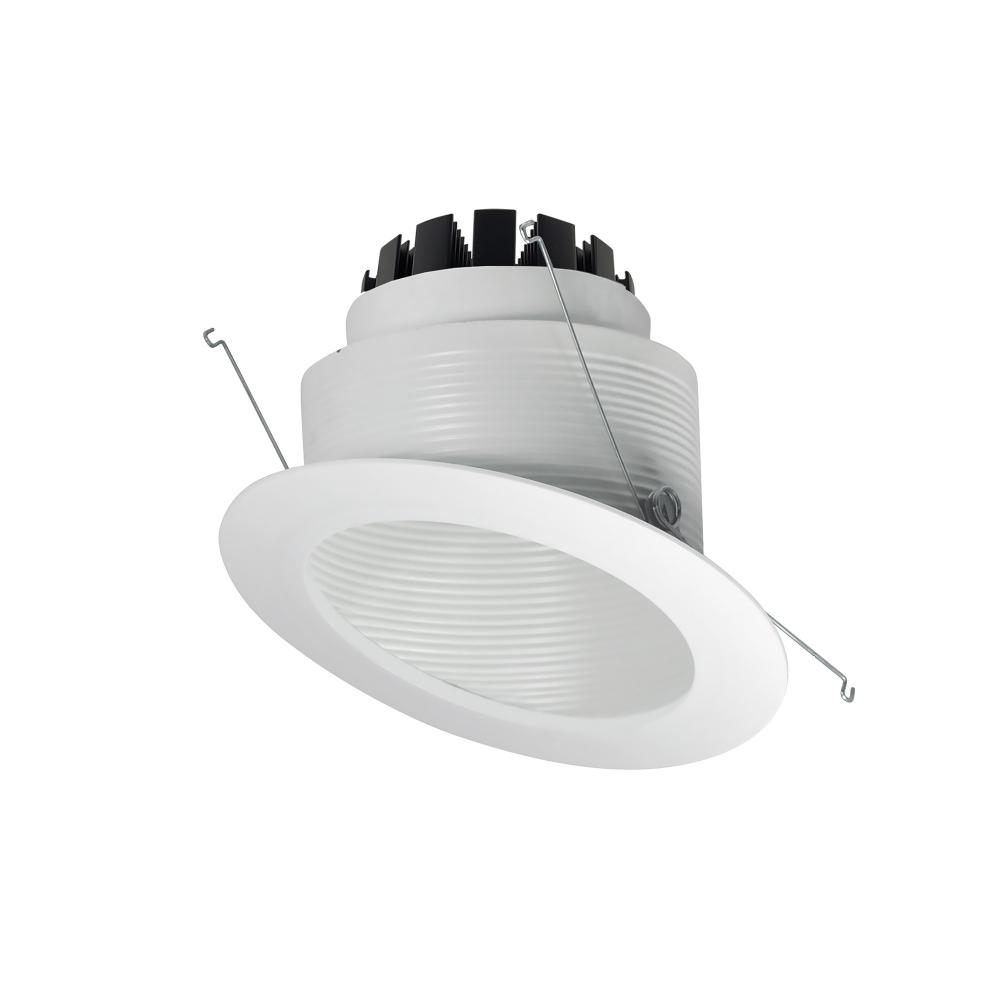 6&#34; Marquise III Round Slope Baffle, 900lm, 4000K, Flood Optic, White Baffle/White Flange