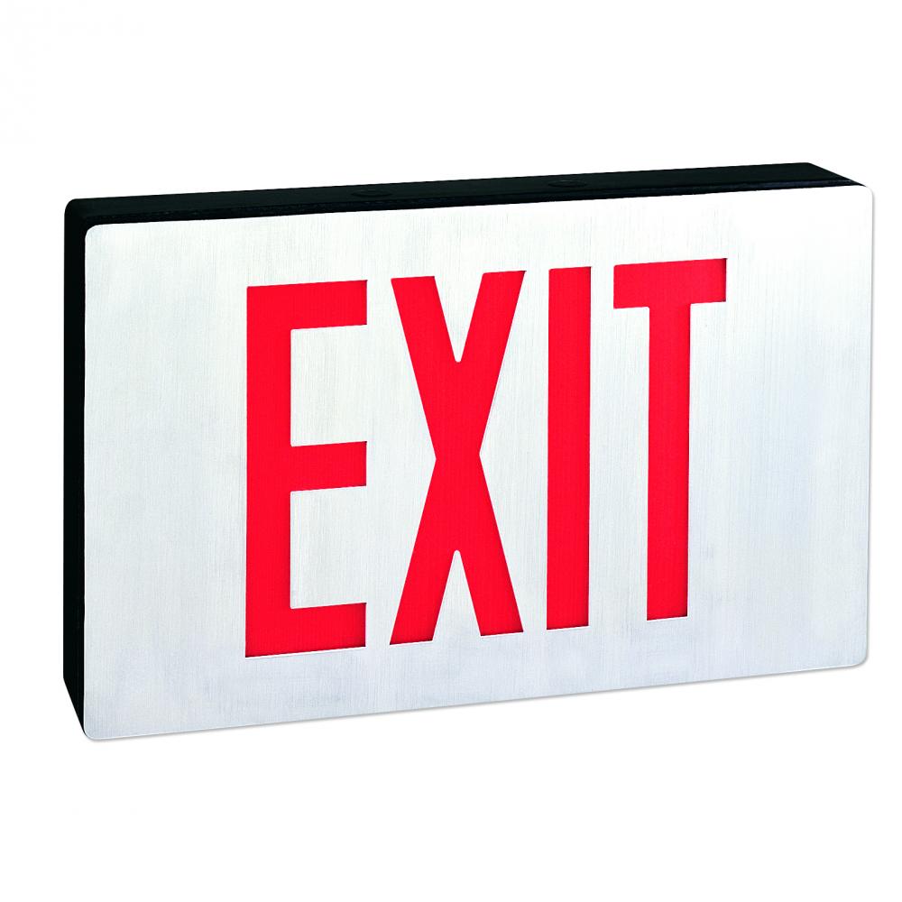 Die-Cast LED Exit Signs with Battery Backup and Self Diagnostic, 6&#34; Red Letters with Double Face