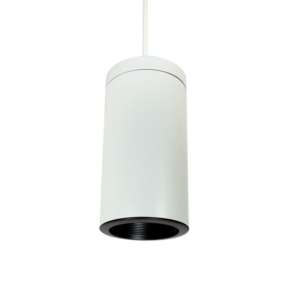 6&#34; Cylinder, White Pendant Mount, Incandescent, Baf., Black