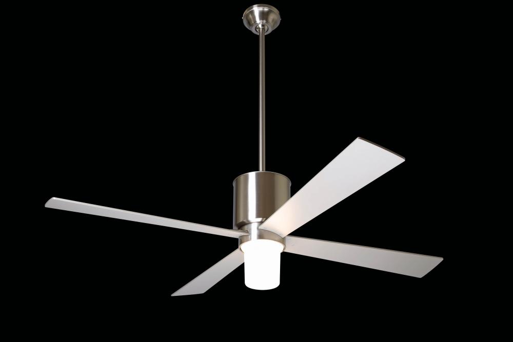 Lapa Fan; Bright Nickel Finish; 42" White Blades; 26W GU24 Energy Saving CFL; Wall Control with